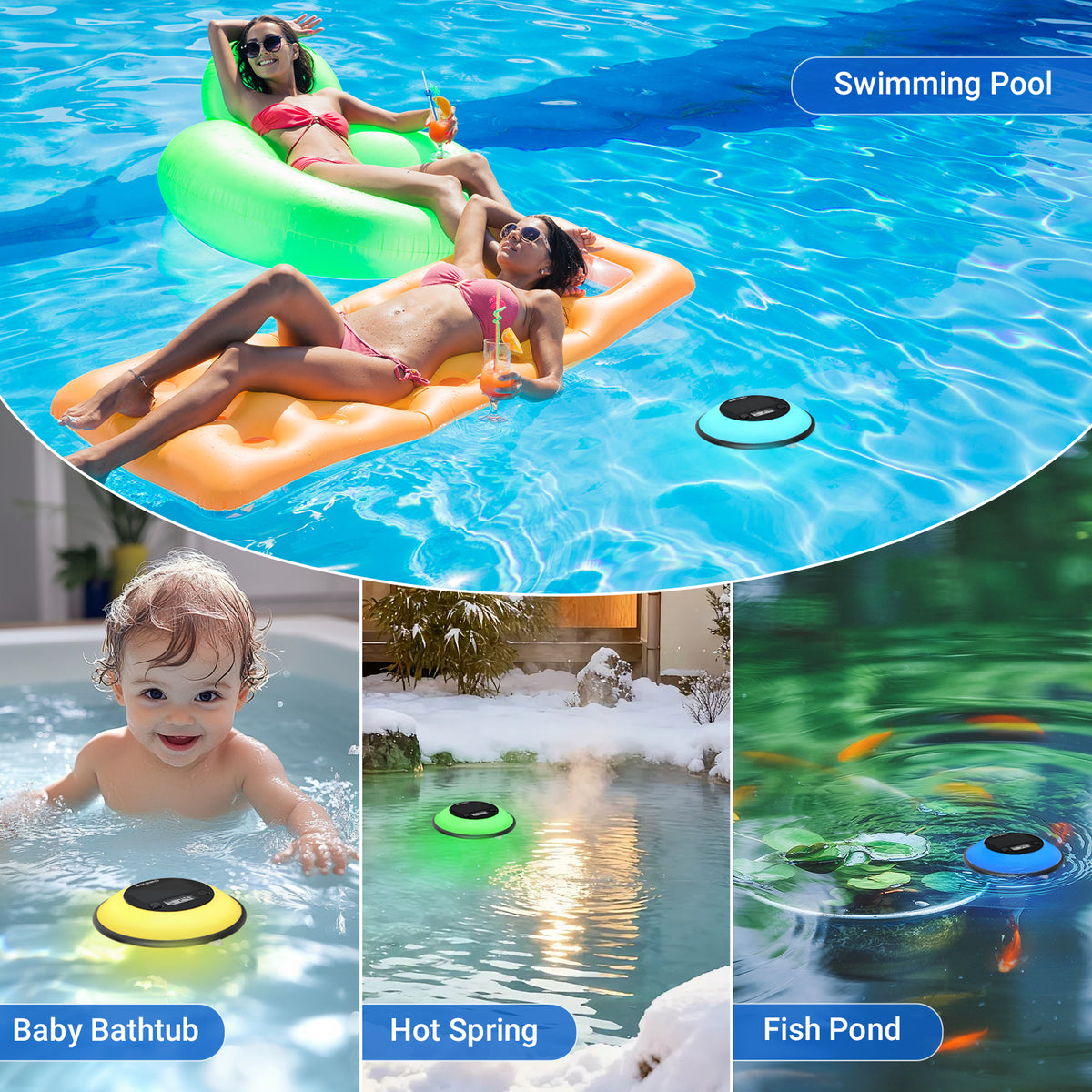 Thermomètre solaire pour piscine IBS-P05R avec lumière ambiante