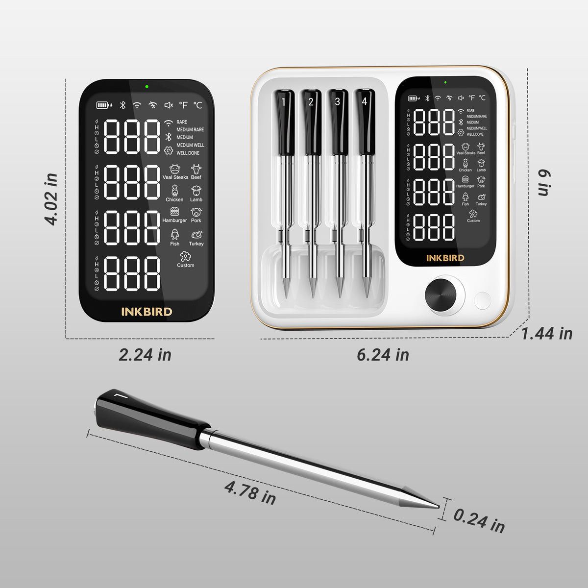Termómetro de Carne WiFi e Bluetooth INT-14-BW