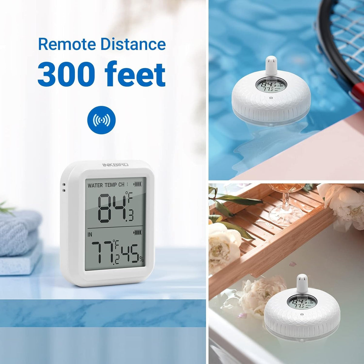 2 Wireless Pool Thermometer IBS-P01R with Wireless Receiver IBS-P01R-O Set