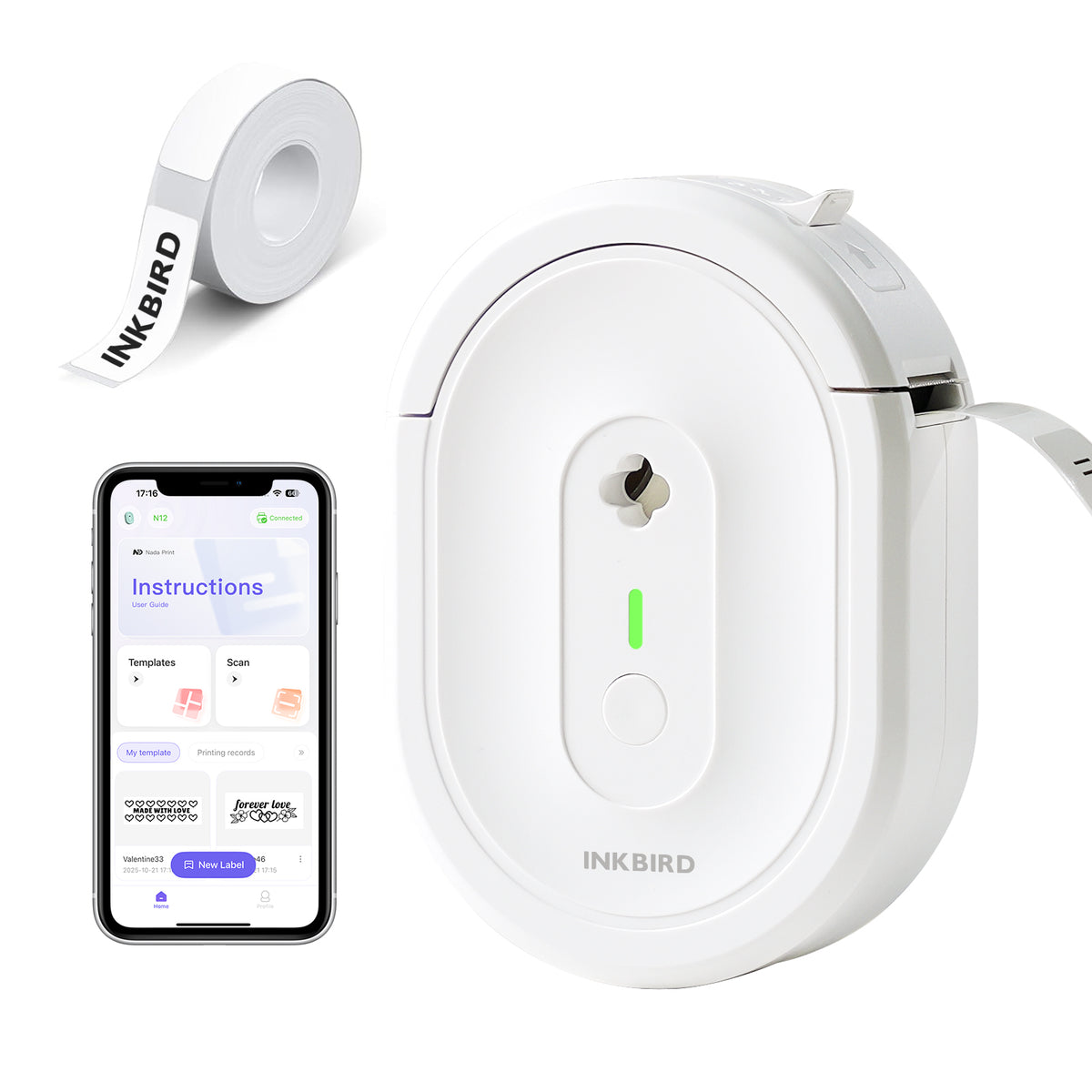 INKBIRD N12 Bluetooth Portable Label Printer