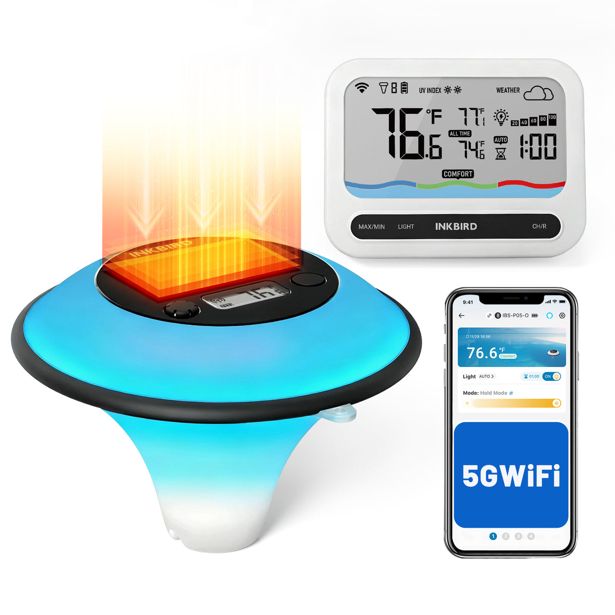 Termometr solarny do basenu IBS-P05R z czujnikiem światła otoczenia