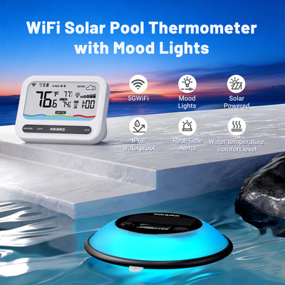 Thermomètre solaire pour piscine IBS-P05R avec lumière ambiante
