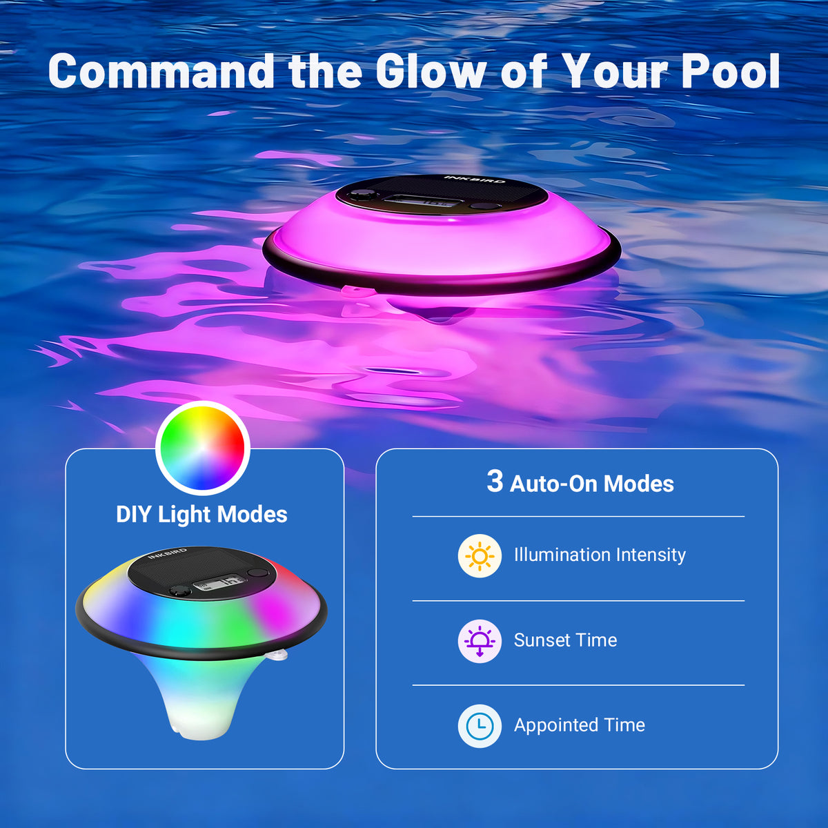 Thermomètre solaire pour piscine IBS-P05R avec lumière ambiante