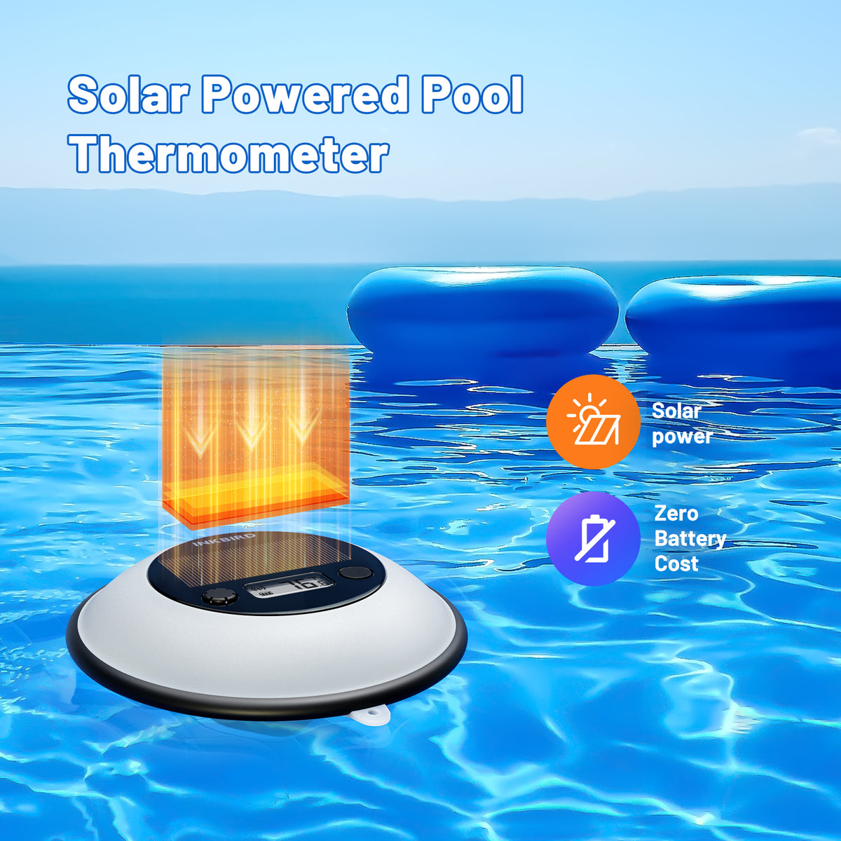Thermomètre solaire pour piscine IBS-P05R avec lumière ambiante