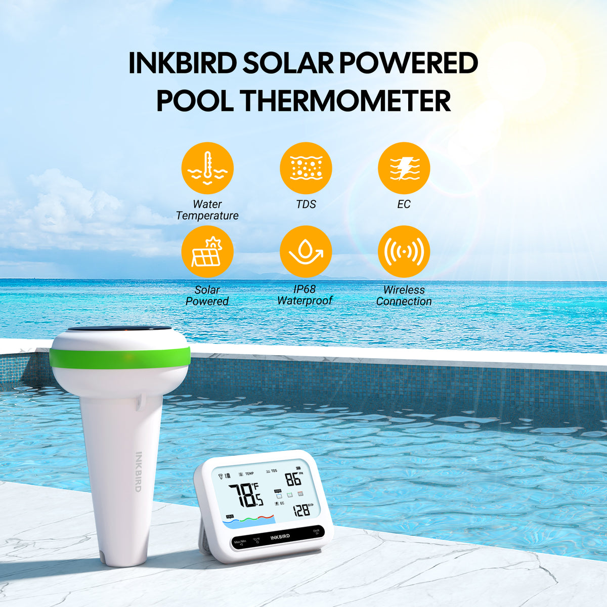 IBS-P04R Solar-Powered Pool Thermometer