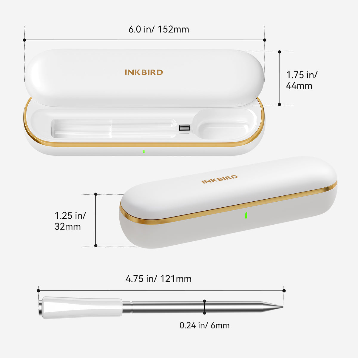 INKBIRD INT-11S-B Bluetooth Meat Thermometer Dimension