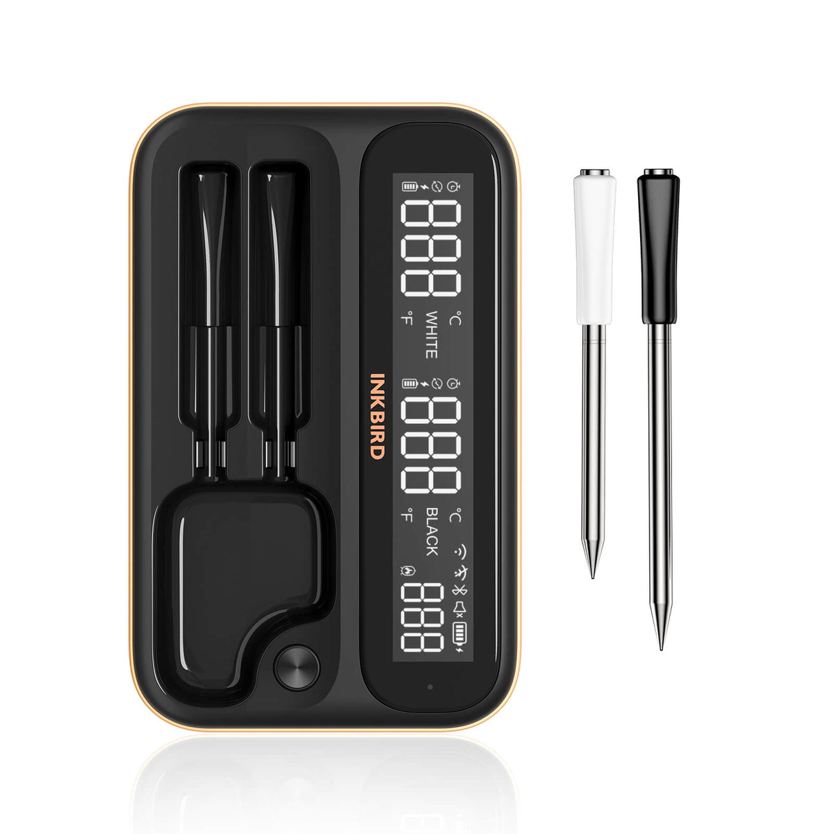 INKBIRD INT-12-BW Black Long and Short Probe Wireless Thermometer