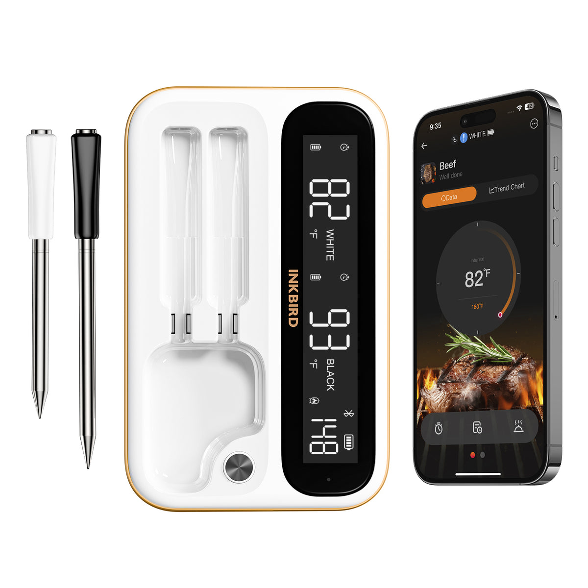 INKBIRD Wireless Meat Thermometer INT-12-BW White Main Image
