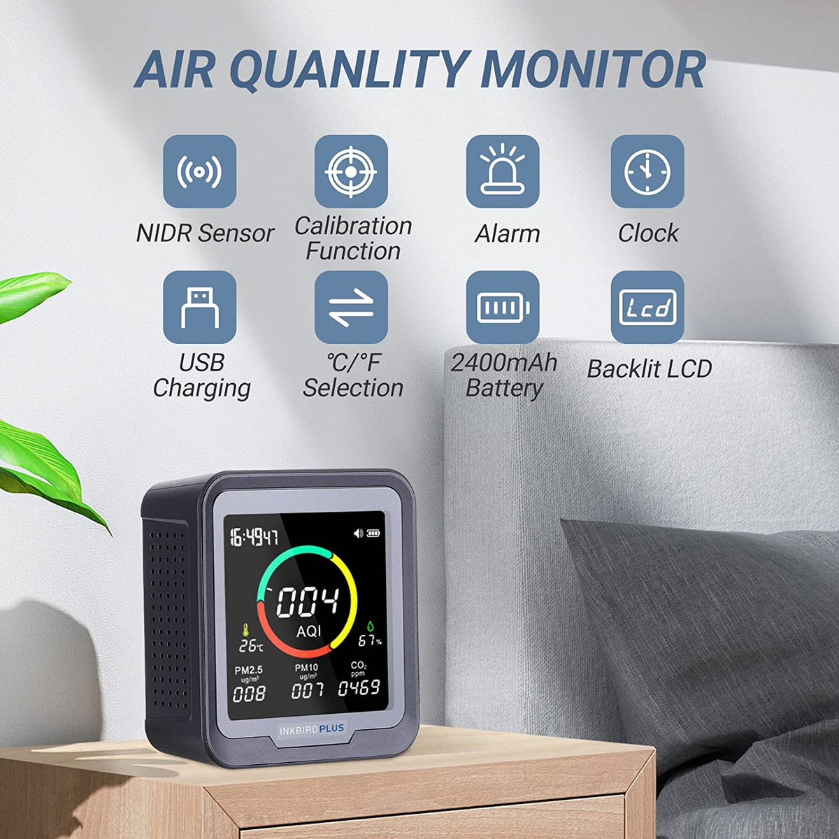 Air Quality Monitor PTH-9A with Functions