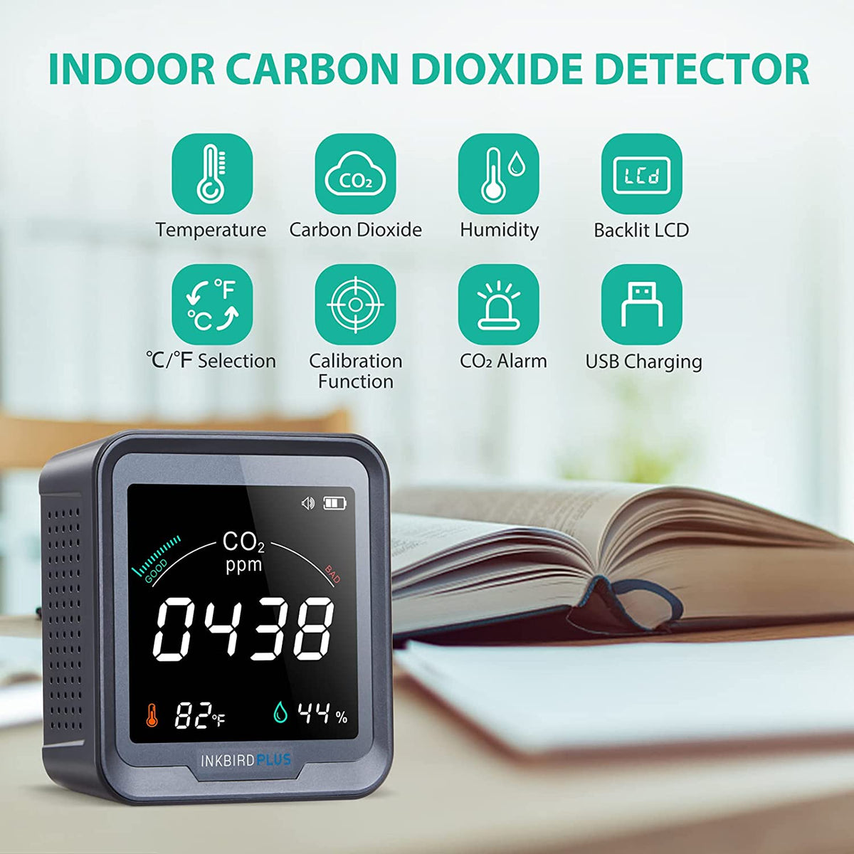 Digital 3 - in - 1 CO2 Detector PTH - 9C - INKBIRD