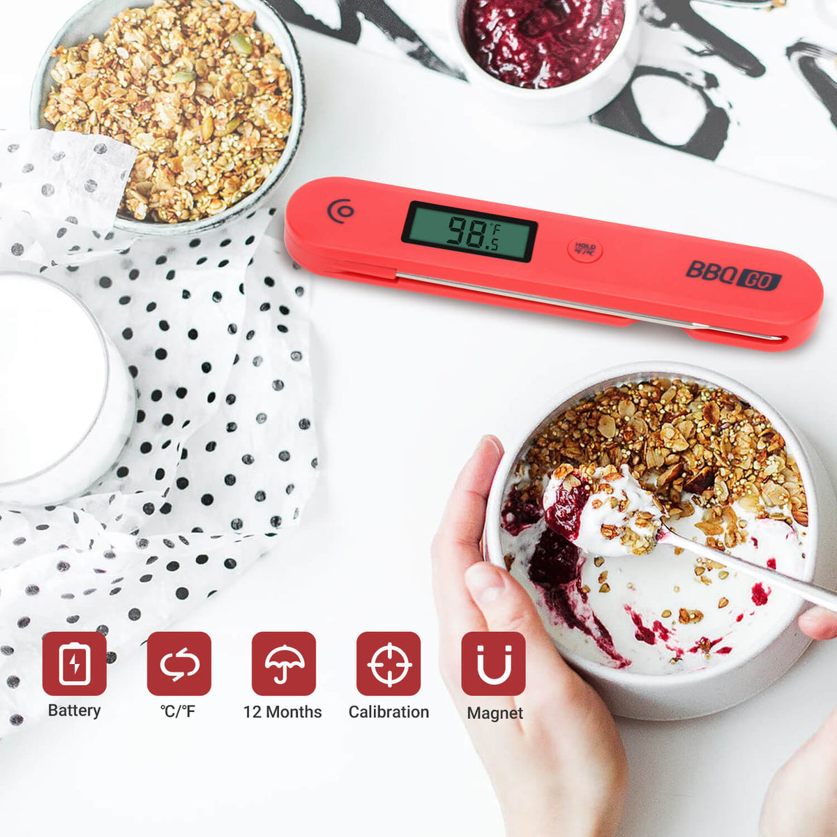 Inkbird BG - HH1C Foldable Digital Instant Read Cooking Food Thermometer - INKBIRD