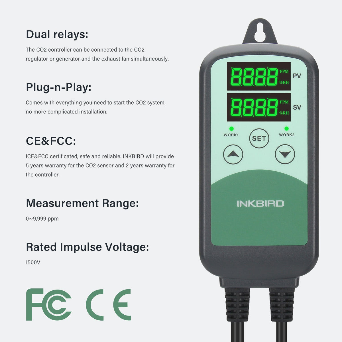 Programmable CO2 Controller with S01 Sensor ICC - 500T - INKBIRD